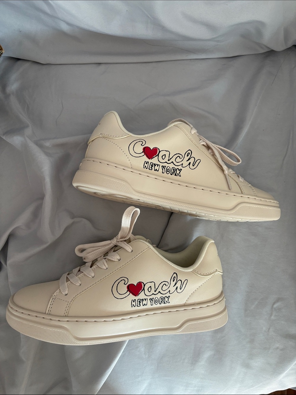 Coach limited edition High Line Leather Sneakers with Red Heart & New York Logo